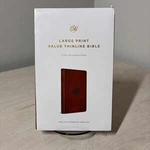 Large Print ESV Thinline Bible TruTone Tan Ornament Design with Slipcase